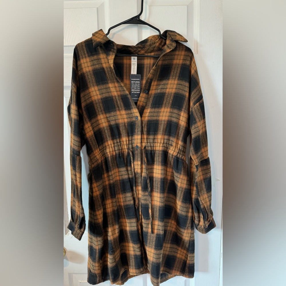 Women’s Fall Flannel Dress with Pockets